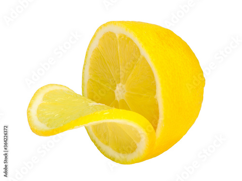 Lemon with slices isolated on white background