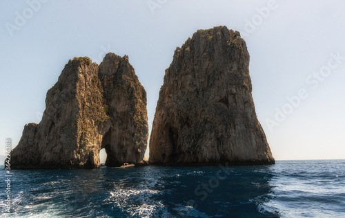The main acctraction of Capri coast, the faraglioni, Gulf of Naples.
