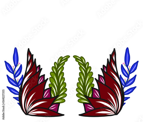 Texture abstract flowers and leaf colorful illustrators drawing background. 