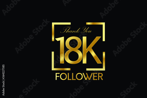 18K, 18.000 Follower Thank you Luxury Black Gold Cubicle style for internet, website, social media - Vector photo