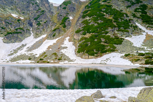 Ice Lake in the Snowy Mountains in Summer 4