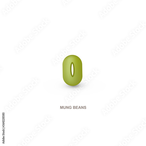 Realistic green mung beans for healthy eating. Vector illustration.