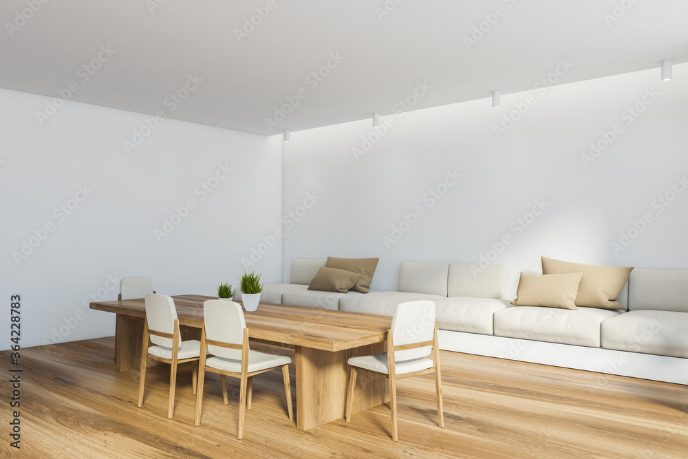 White dining room corner with sofa White dining room corner with sofa