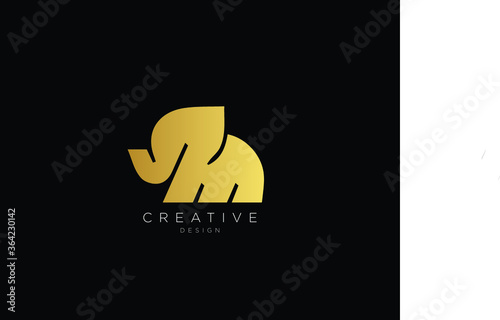 Creative Minimal Letter M Elephant Logo , Elephant M logo