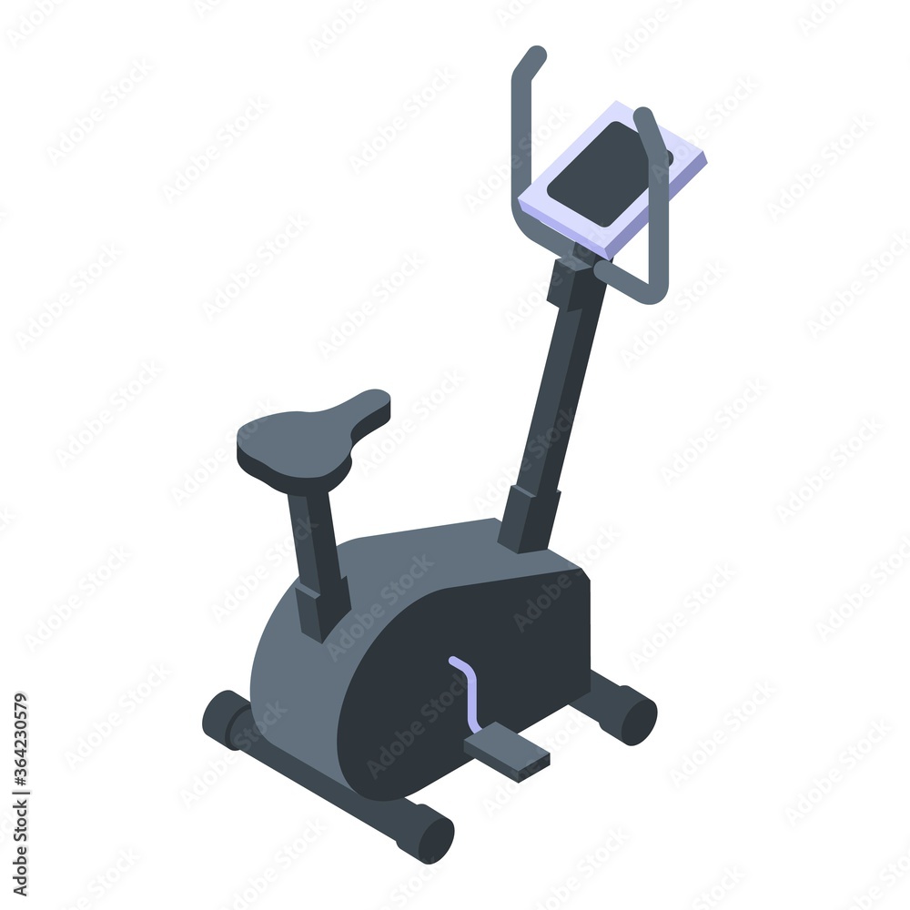 Fitness exercise bike icon. Isometric of fitness exercise bike