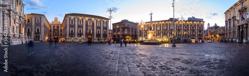 Cathedral square and elephant fountain in Catania, Sicily, Italy