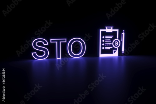 STO neon concept self illumination background 3D illustration photo