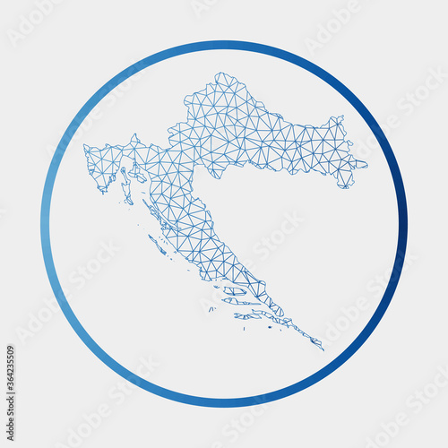 Croatia icon. Network map of the country. Round Croatia sign with gradient ring. Technology, internet, network, telecommunication concept. Vector illustration.