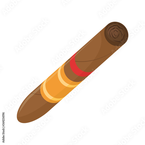 Flat vector illustration of a Cuban cigar with a label.