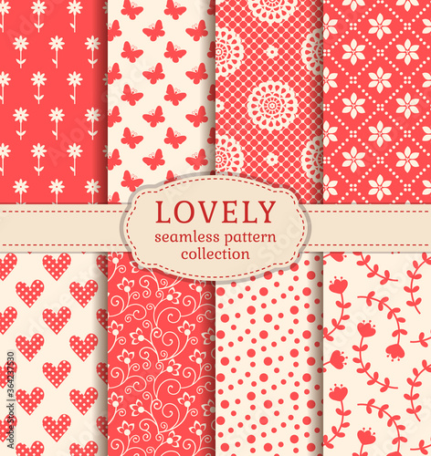Set of seamless patterns. Vector backgrounds.
