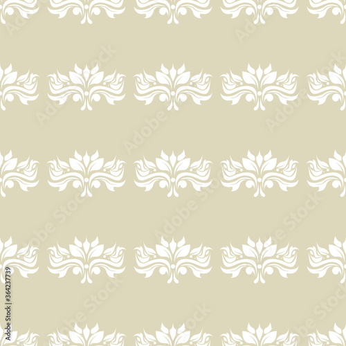 Fototapeta Naklejka Na Ścianę i Meble -  Floral seamless pattern. White flower design on olive green background