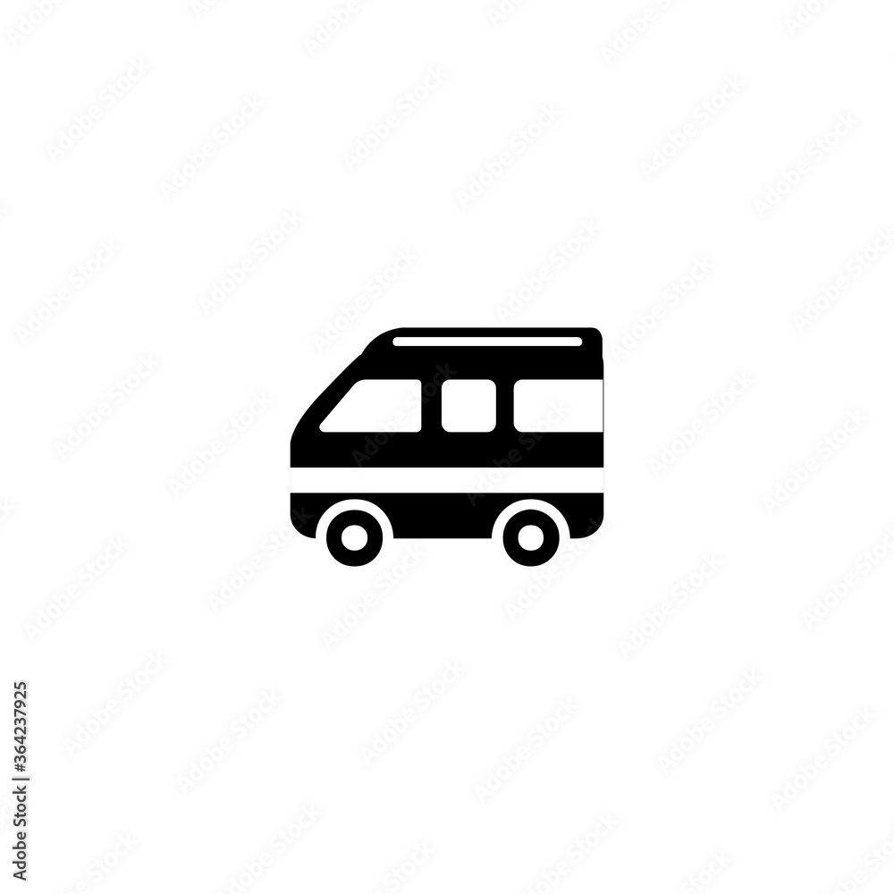 Minibus Flat Vector Icon. Isolated Mini Van Illustration