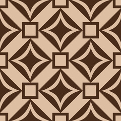 Handdoek met foto Bruin patronen Geometrisch vierkantenpatroon beige bruin  © Liudmyla