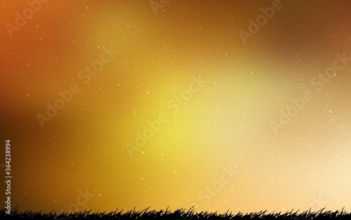 Light Orange vector layout with cosmic stars. Space stars on blurred abstract background with gradient. Pattern for futuristic ad, booklets.
