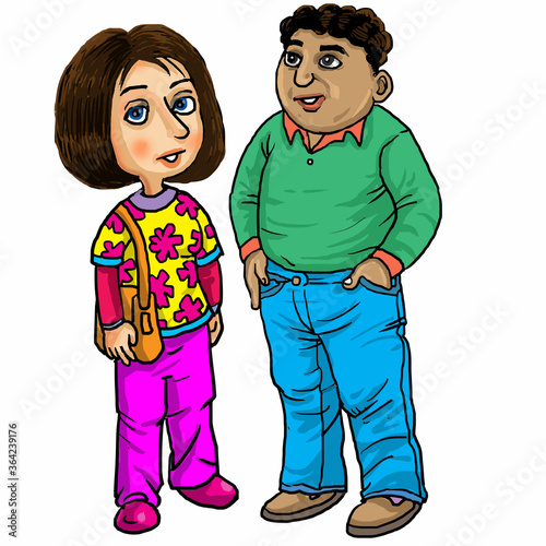 The couple fat boy and a thin girl
