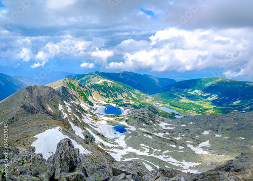 Aerial View of Mountain Lakes from Highest Peak in Bulgaria 3