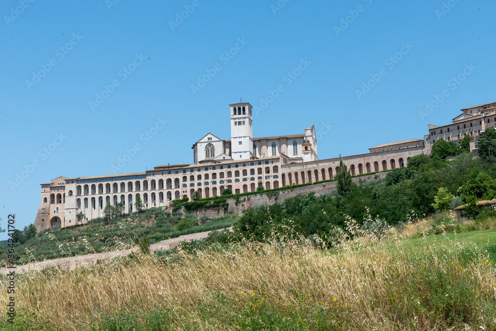 landscape of assisi seen from outside the country