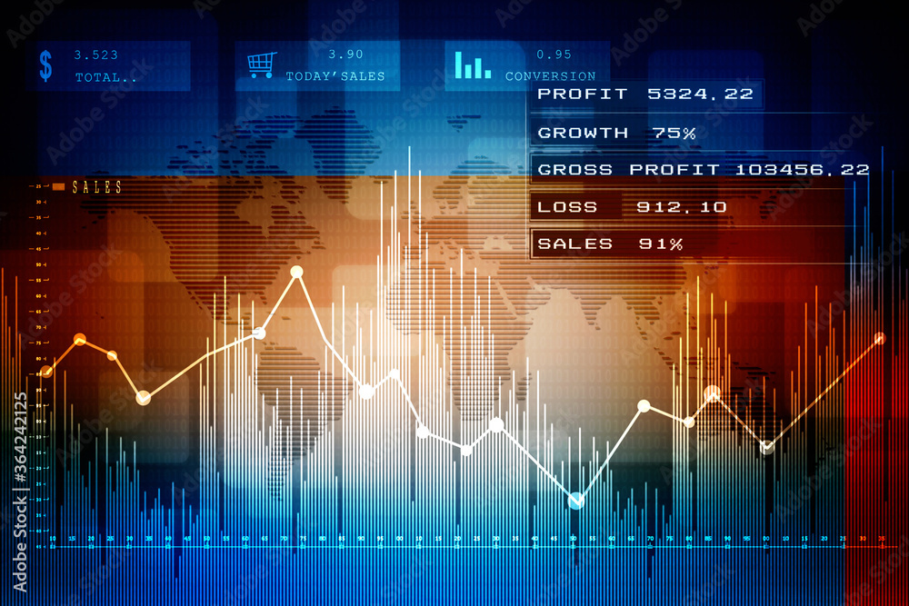 2d rendering Stock market online business concept. business Graph 2d rendering Stock market online business concept. business Graph
