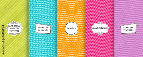 Set of seamless geometric patterns on bright backgrounds. Shabby chic striped. Vector illustration vintage design
