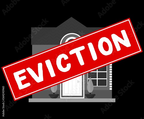 House with foreclosure red label Eviction. Vector