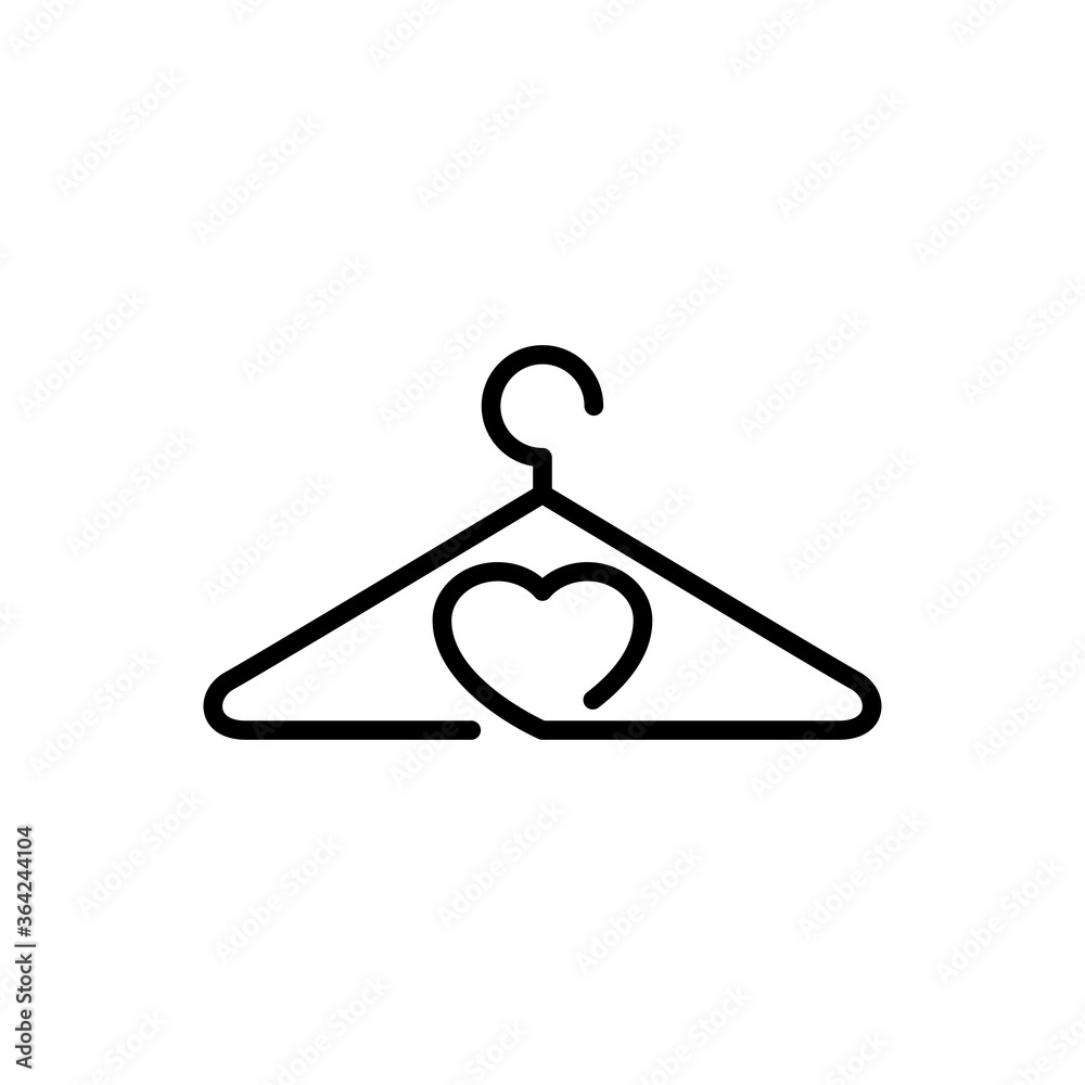 Concepto tienda de ropa. Logo lineal percha y corazón en color negro vector  de Stock | Adobe Stock