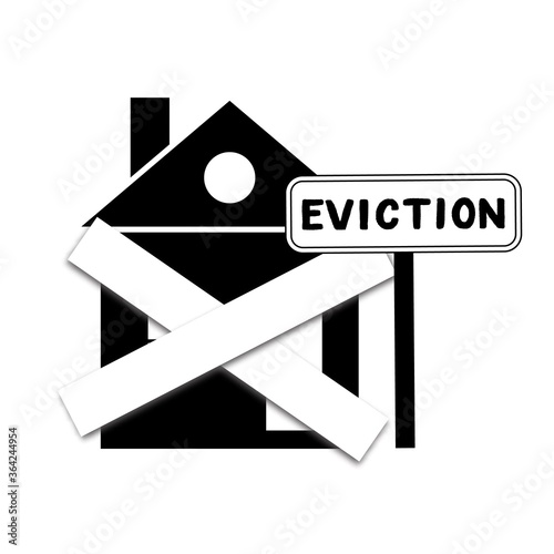 House with foreclosure red label Eviction. Vector