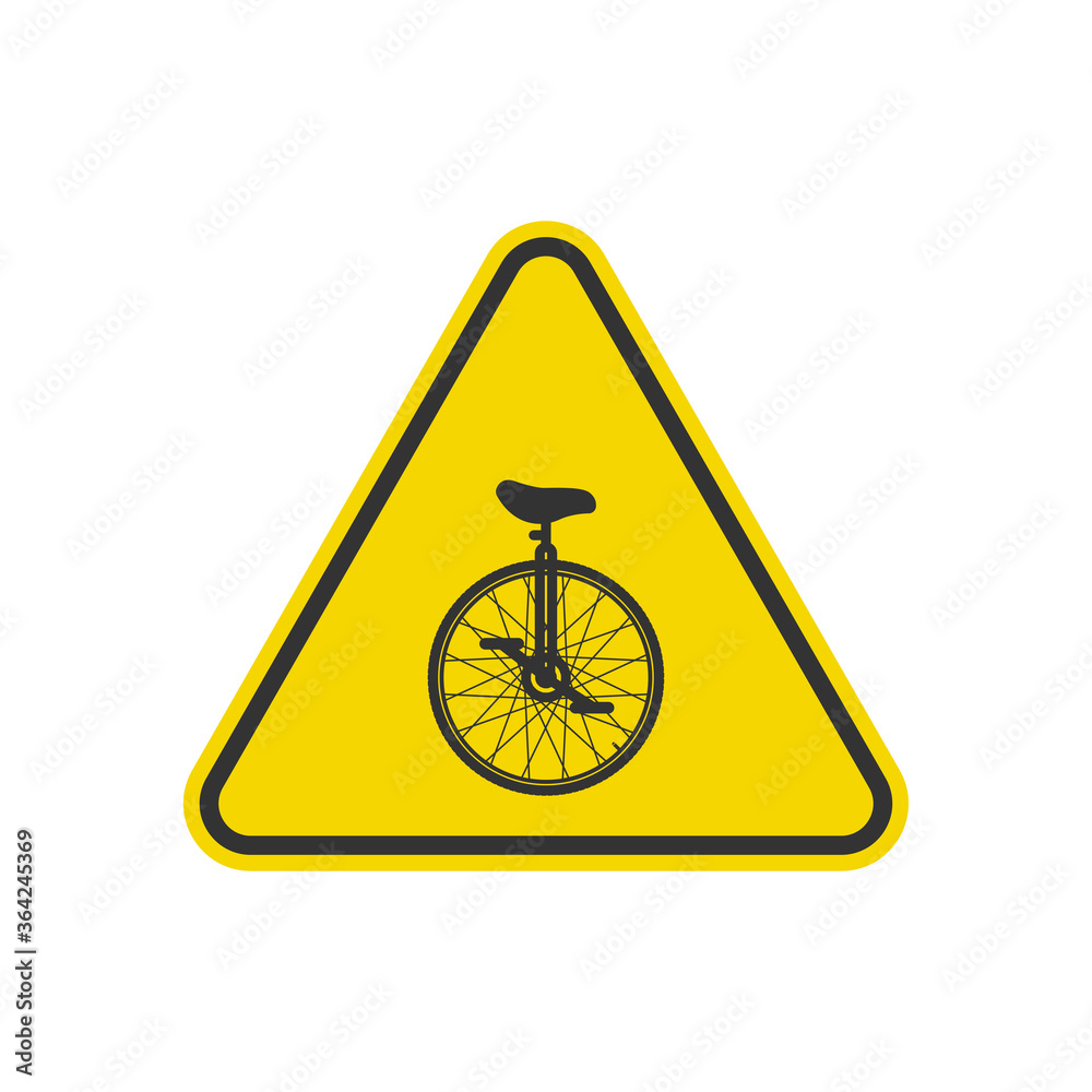 Unicycle attention sign. Caution symbol modern, simple, vector, icon for website design, mobile app, ui. Vector Illustration