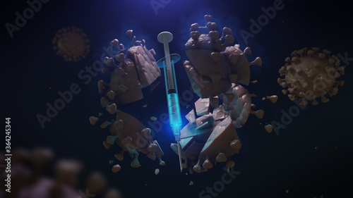 Vaccine, Coronavirus, Covid, 3d illustration