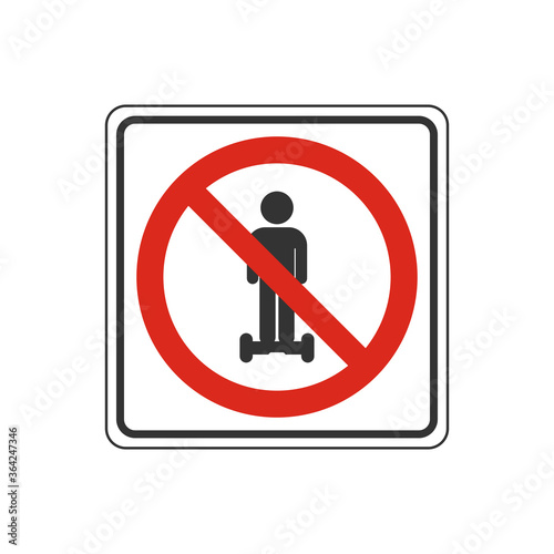Personal mobility devices prohibited sign. No Gyrscooter symbol modern, simple, vector, icon for website design, mobile app, ui. Vector Illustration
