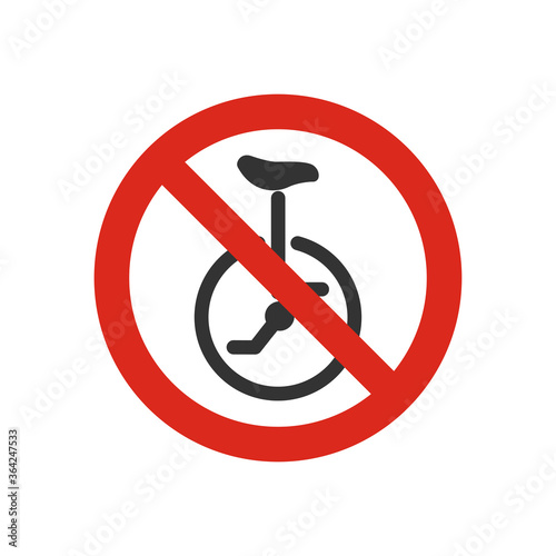 Personal Transport prohibited sign. No Unicycle symbol modern, simple, vector, icon for website design, mobile app, ui. Vector Illustration
