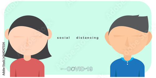 Social Distancing prevent virus and infection pandemic, prevent COVID-19 virus, COVID-19 illustration.