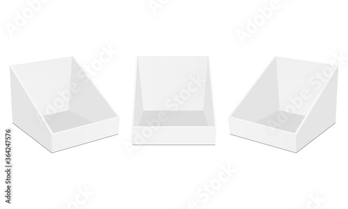 Set of cardboard display boxes isolated on white background. Vector illustration