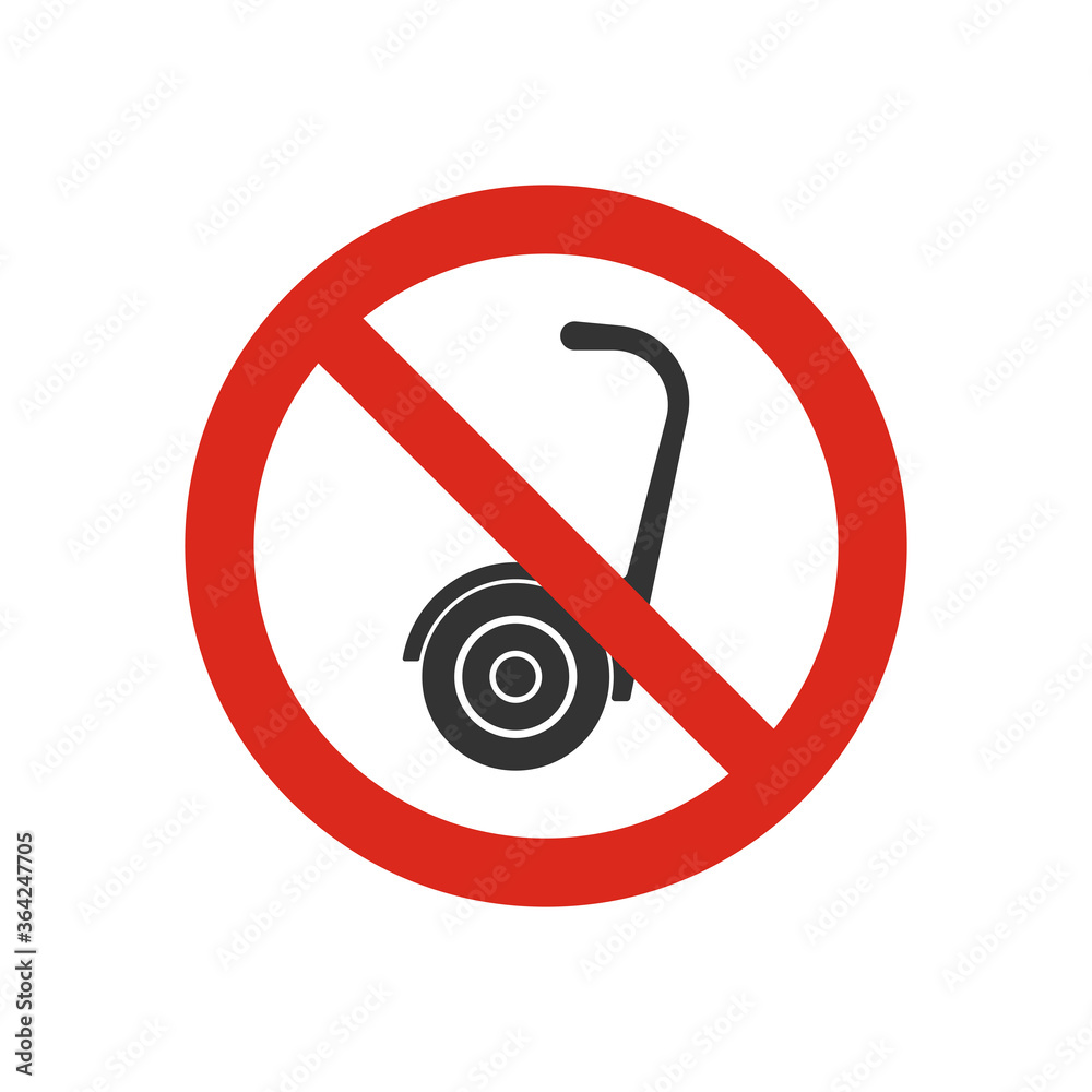 Personal mobility devices prohibited sign. No Segway symbol modern, simple, vector, icon for website design, mobile app, ui. Vector Illustration Personal mobility devices prohibited sign. No Segway symbol modern, simple, vector, icon for website design, mobile app, ui. Vector Illustration