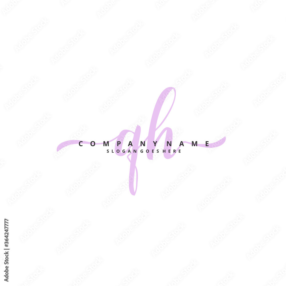 Q H QH Initial handwriting and signature logo design with circle. Beautiful design handwritten logo for fashion, team, wedding, luxury logo.