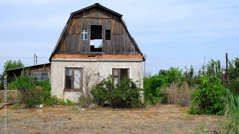 
Abandoned houses on personal plots in Russia.