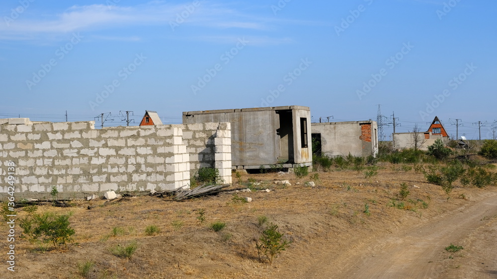 
Abandoned houses on personal plots in Russia.