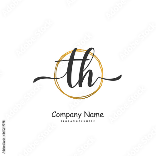 T H TH Initial handwriting and signature logo design with circle. Beautiful design handwritten logo for fashion, team, wedding, luxury logo.