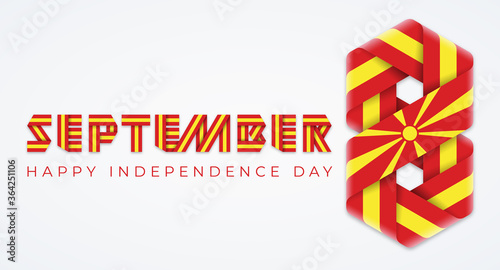 September 8, North Macedonia Independence Day congratulatory design with Macedonian flag elements. Vector illustration.