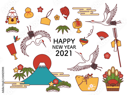 illustration set of new year 2021