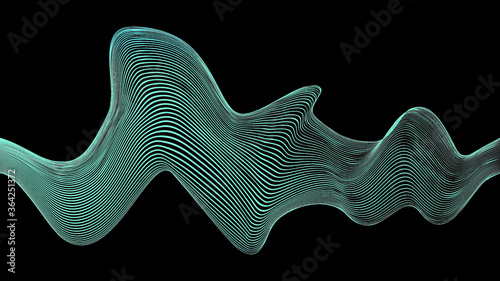 Abstract flow lines background . Fluid wavy shape .Striped linear pattern . Music sound wave . Vector illustration