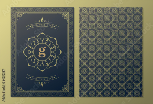 Vintage ornament greeting card vector template
