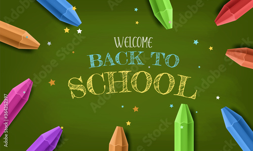 Back to school with school items and elements. background and poster for back to school