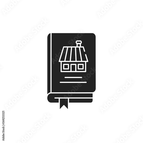 Household book black glyph icon. Guide how to run a household. Domestic advice and ideas. Popular among housewifes. Pictogram for web page, mobile app, promo. UI UX GUI design element.