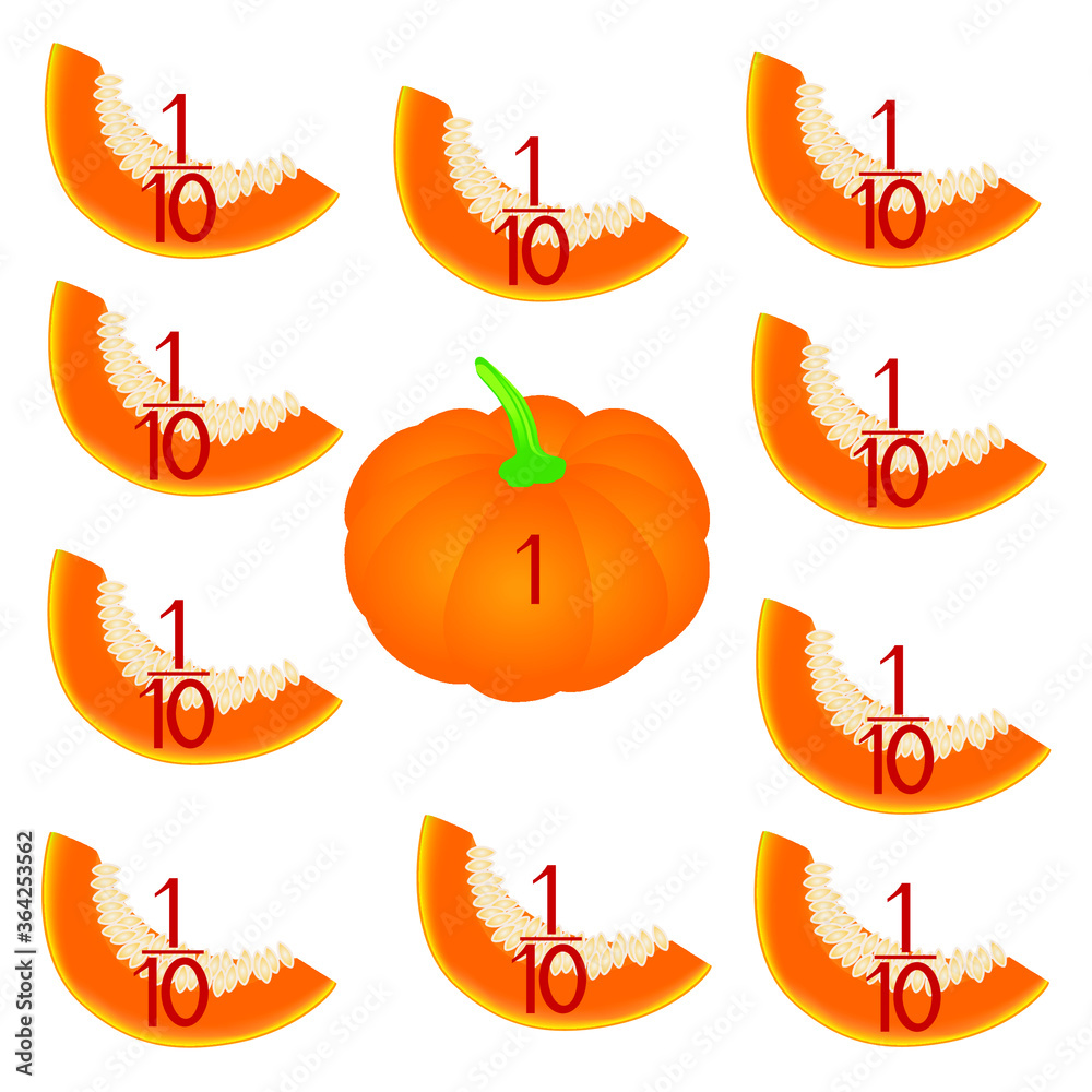 Mathematical games for children study the fractions numbers example