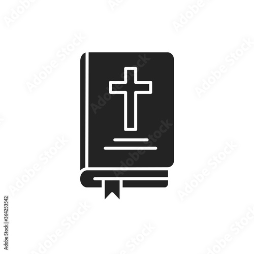 Bible black glyph icon. The account of God's action in the world, and his purpose with all creation. Pictogram for web page, mobile app, promo. UI UX GUI design element.