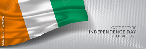 Ivory Coast independence day vector banner, greeting card