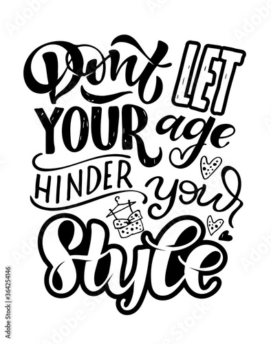 Cute funny hand drawn doodle lettering about fashion and style. Lettering art for poster  banner  pattern  t-shirt design.