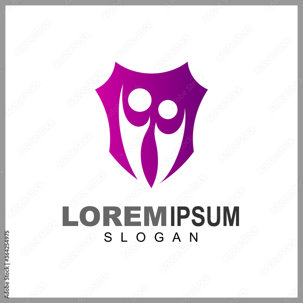 Shield logo with people, Charity icon, Security logo, Shield logo with people, Charity icon, Security logo,
