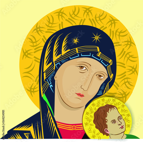 Ilustración vectorial. Virgen del perpetuo socorro