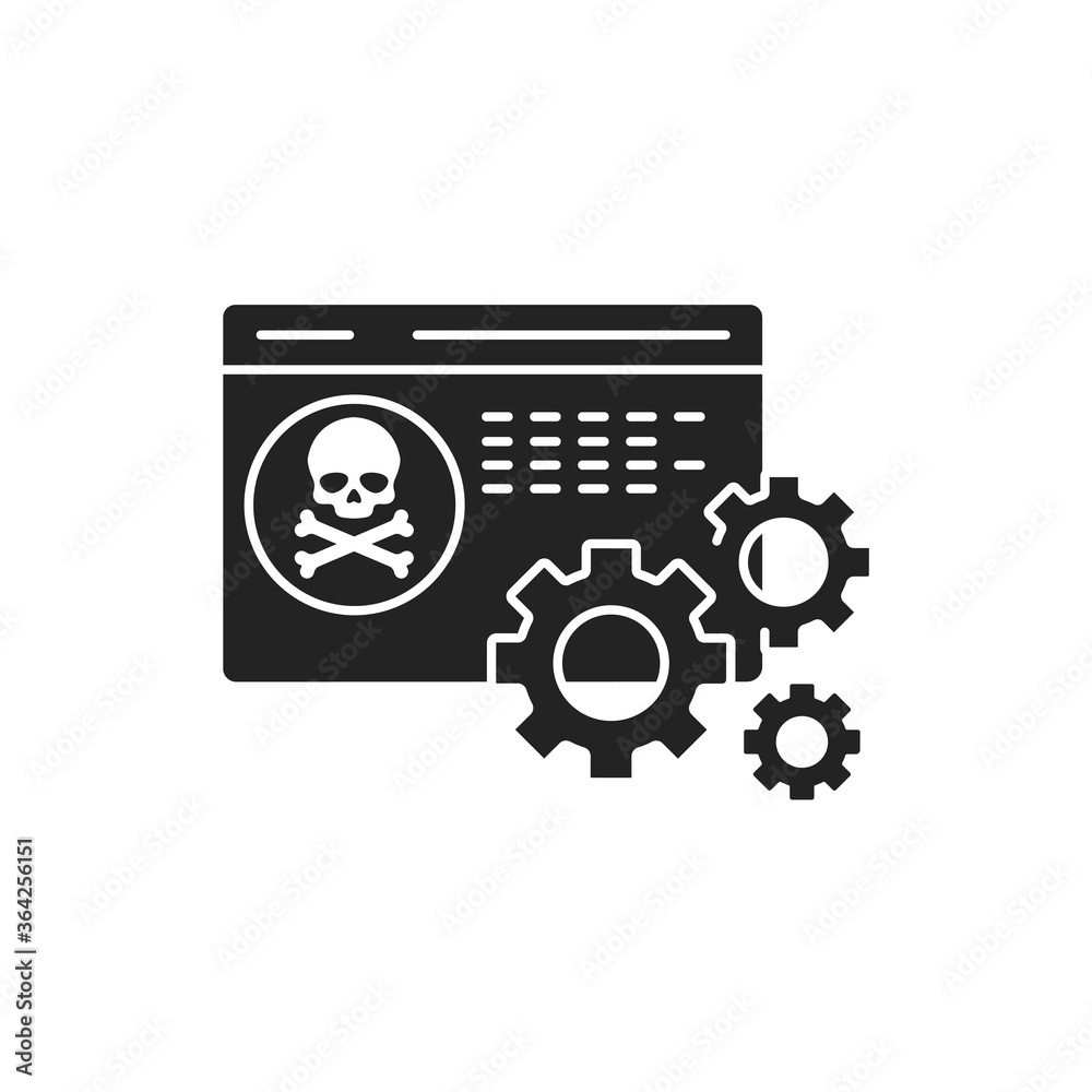 Software scam black glyph icon on white background. Web fraud. Fake programs. Malware. Pictogram for web page, mobile app, promo. UI UX GUI design element. Software scam black glyph icon on white background. Web fraud. Fake programs. Malware. Pictogram for web page, mobile app, promo. UI UX GUI design element.